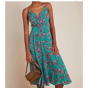 Anthropologie Yumi Kim Vienna Silk Dress in dandelion emerald green